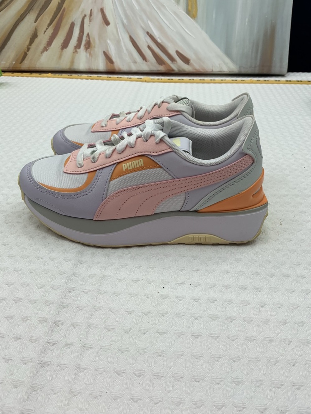 Puma Women's Pastel Platform Sneakers in Pink, Lavender & Orange Accent